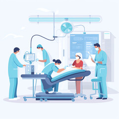 Surgery room  in flat illustration 
