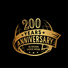 200 years anniversary design template. 200th logo. Vector and illustration.