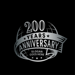200 years anniversary design template. 200th logo. Vector and illustration.