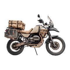 Adventure motorcycle and adventure travel on transparent background PNG