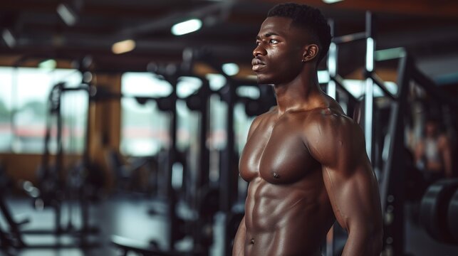 African American Man Doing Gymnastics Exercises In The Gym