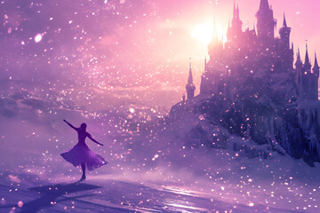 Obraz na płótnie Canvas Dancing in the Snow: A Dreamy Winter Scene