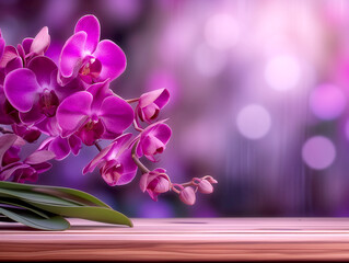 purple orchid on wooden background