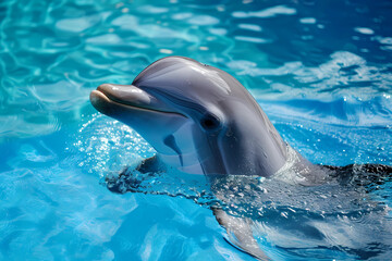 Obraz premium Dolphin - Oceans worldwide - A group of marine mammals known for their intelligence and playful behavior. They are threatened by habitat loss and bycatch in fishing nets