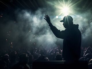 Rapero dando concierto de música urbana