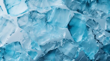 Obraz premium Clear blue ice texture with cracks on the surface, abstract background of winter ice