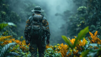 Vigilant Wildlife Ranger on Patrol: Guarding Endangered Species in a Dense Forest to Thwart Poaching Activities