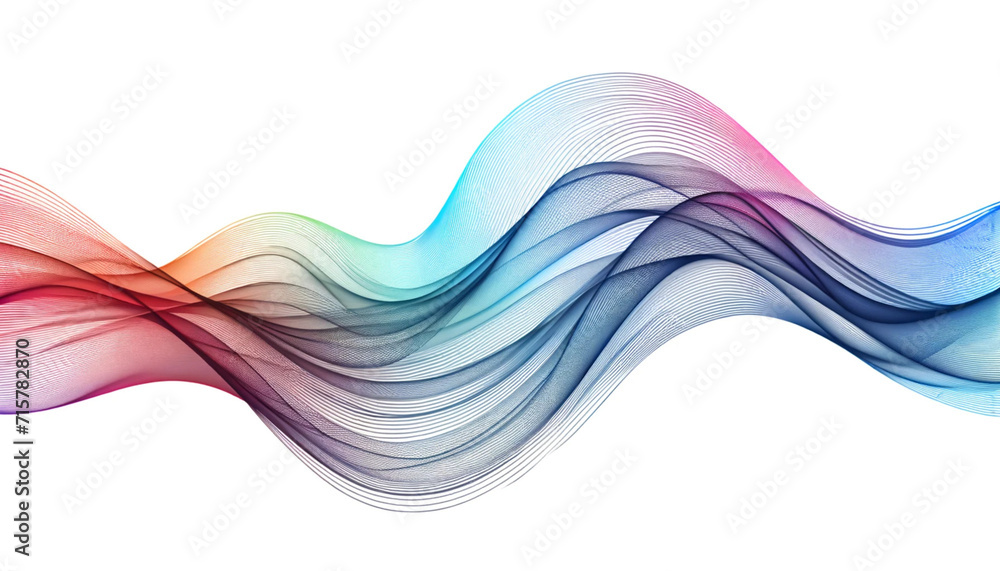 Fototapete vector image featuring smooth flowing wave lines in a dynamic spectrum gradient isolated on a white background