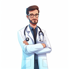 Fototapeta premium doctor with stethoscope flat illustration art