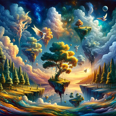 A surrealistic artwork that transcends the limits of imagination, blending elements of various realms into one scene. 