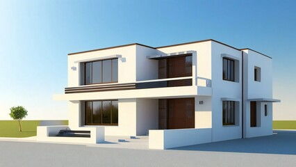 3d render of a modern house on white background, Concept for real estate or property