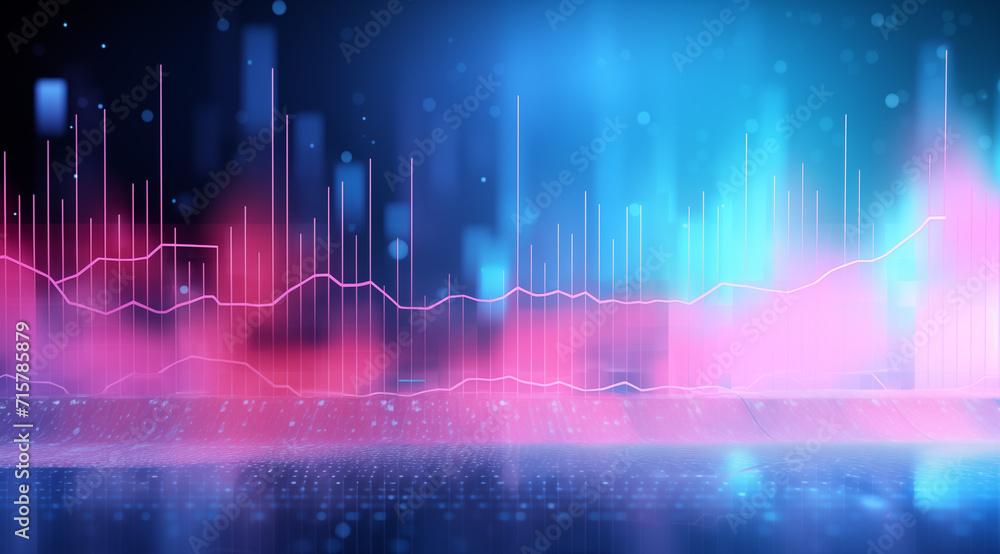 Poster digital equalizer with glowing lines and bokeh.