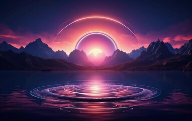 3d rendering. Abstract wallpaper with a very beautiful sunset

 - obrazy, fototapety, plakaty