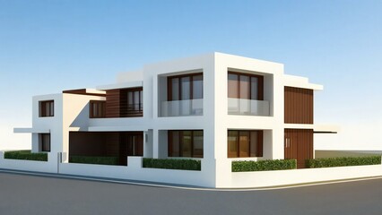 Architecture of 3d rendering modern house on white background. 3d illustration. concept for real estate or property