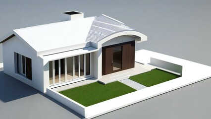 Architecture of 3d rendering modern house on white background. 3d illustration. concept for real estate or property