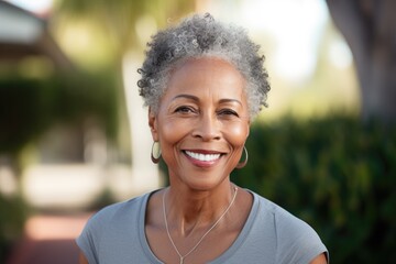 Smiling portrait of a active senior fit woman