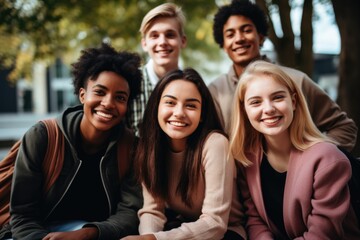 Fototapeta premium Portrait of a smiling and diverse group of students