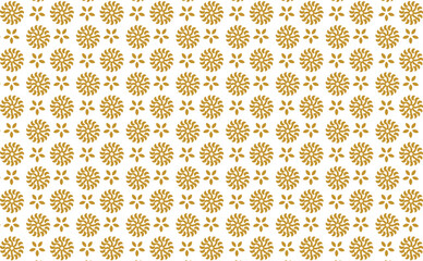 Golden vector floral seamless pattern. Abstract luxury geometric ornamental texture with small flower silhouettes. Gold and white simple ornament in oriental style.