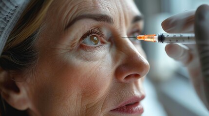 Obraz premium Botox injection in the face of a woman. Beauty and youth treatment,generative ai