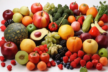 Naklejka na ściany i meble vegetables and fruits isolated on white background