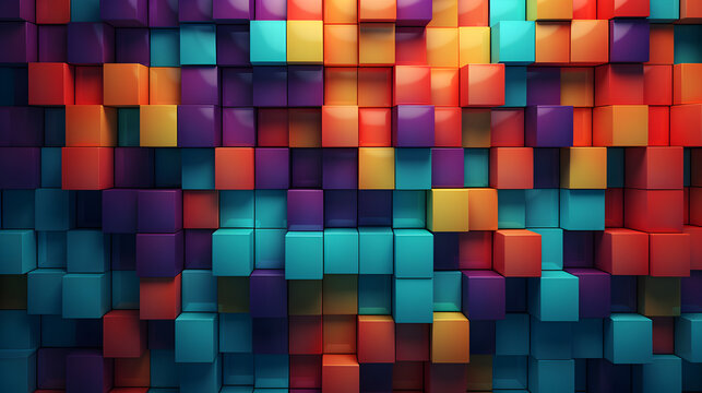 Colorful cubes wallpapers that are high definition and high definition,,
a colorful rainbow blocks with blocks in the background Free Photo