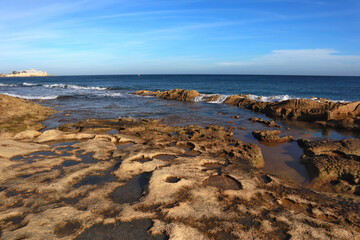 Fond Gdir Beach in sunny day in Sliema, Malta