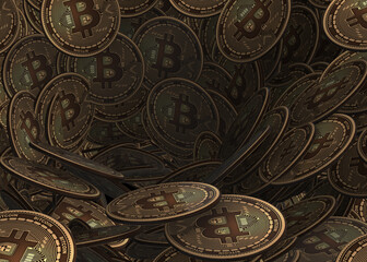 Fototapeta na wymiar Background made of many cryptocurrency bitcoin - 3d rendering