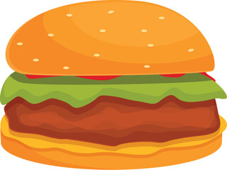 Hamburger icon cartoon vector. Burger food. Fat slice big smash