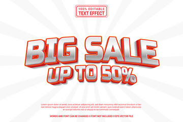 Editable text effect Big Sale 3d cartoon template style modern premium vector