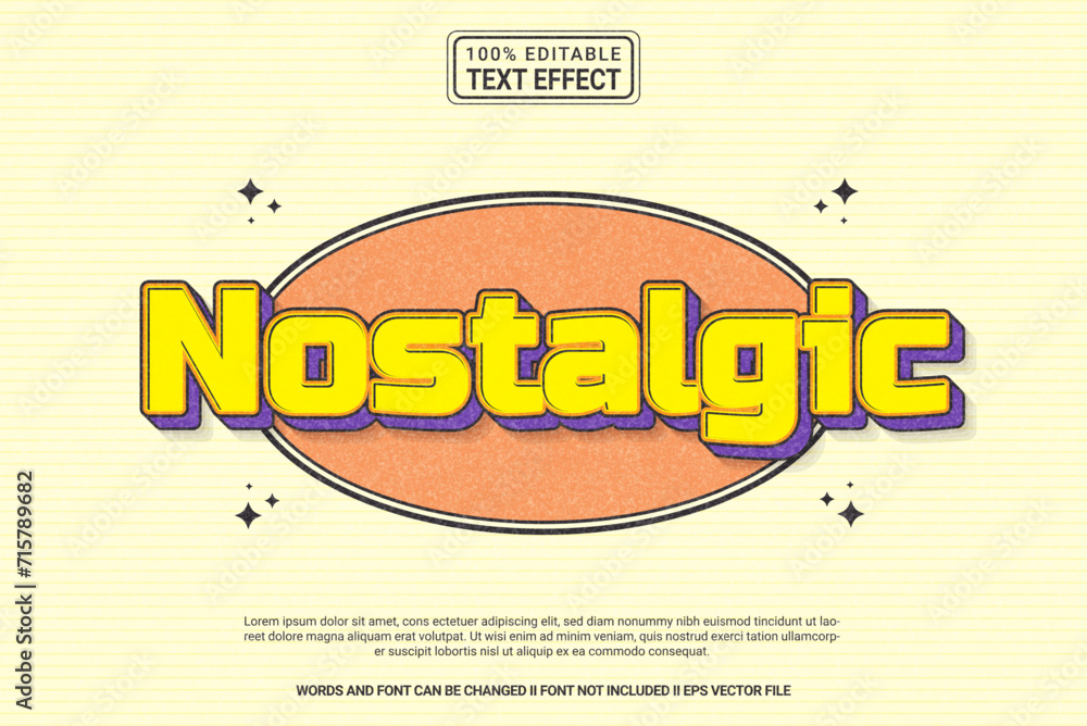 Poster editable text effect nostalgic 3d template style modern premium vector