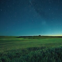 Night sky shot over the harvested field. Milky way galaxy, Andromeda galaxy, Triangle galaxy and Pleiades star cluster is visible in the sky. AI generated illustration