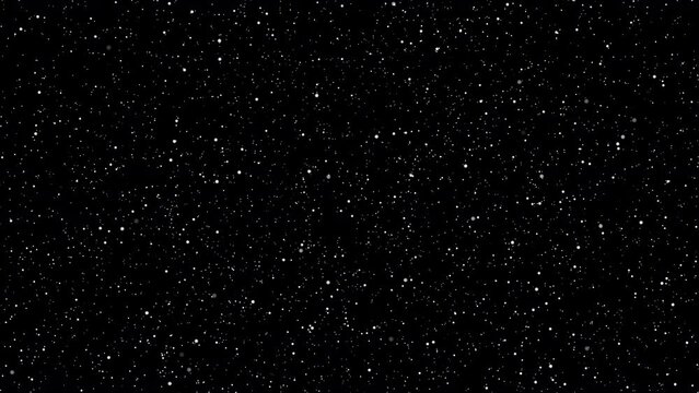 Abstract loop white stars particles dust flowing animation on black background