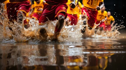 Dragon Boat Racing: Colorful Team Tradition on a River, Asian Festivity with Competitive Spirit