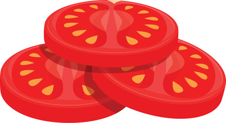 Tomatoes slices for burger icon cartoon vector. Fast food. Meal dish