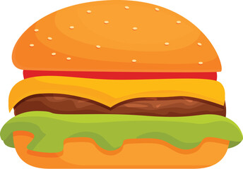 Burger leaves icon cartoon vector. Ham launch cheese. Protein melted