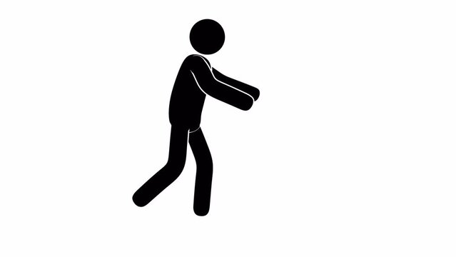 Funny joyful pictogram man dance. Dancing icon. Looped animation with alpha channel