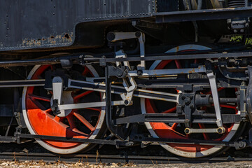 Old train, coal-powered steam locomotive