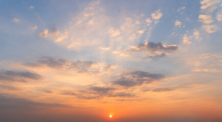 Obraz premium Sunset sky. Abstract nature background. Dramatic blue with orange colorful clouds in twilight time.