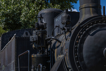 Old train, coal-powered steam locomotive