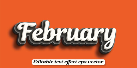 February white color Editable 3d Text effect eps vactor - obrazy, fototapety, plakaty