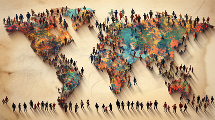 A network should be created that brings together diverse people from all over the world into one network. All People. The image should be realistic, not too purist, and appear very cheerful positive