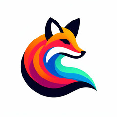 Obraz premium flat vector logo of fox colorfull on white background