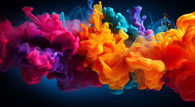 Holiday concept of Multicolor paint ink power explosion effect abstract background