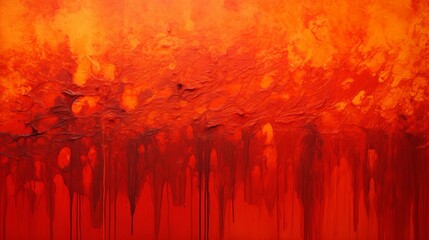 Fiery sunset orange and crimson acrylic splashes energetically