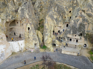 View of the Goreme Open Air Museum in Cappadocia, Turkey. This Unesco World Heritage site is an...