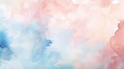 Hazy light blue and blush watercolor splotches on white