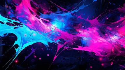 Intricate glossy splashes of violet magenta and cyan abstract