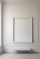 Empty Frame on Beige Wall with Minimalist Interior