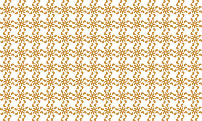 Golden vector geometric floral seamless pattern. Simple minimal ornament with small flower silhouettes. Abstract ornamental gold and white background. Luxury repeat design. 