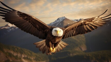 American bald eagle in flight - obrazy, fototapety, plakaty